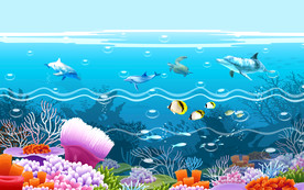 卡通海底世界背景墙
