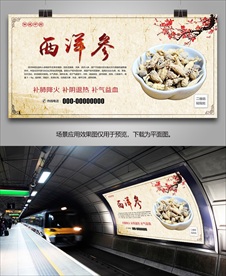 西洋参简介海报灯箱展板展架挂画