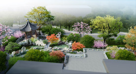 古建庭院假山效果图