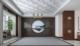 新中式背景墙 客厅沙发摄影墙