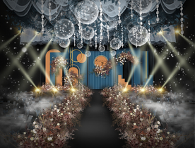 蓝橙色婚礼仪式区