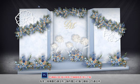 浅蓝色婚礼迎宾区