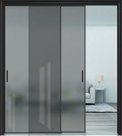 黑色灰玻极简门