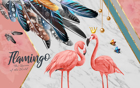 北欧简约火烈鸟爵士白电视背景墙