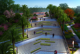 城市广场景观 夜景效果图