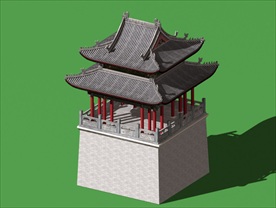 古建筑钟鼓楼3D模型（带贴图）