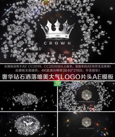 奢华钻石洒落唯美LOGO片头