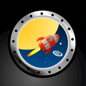 太空飞船火箭瞭望镜矢量素材图片