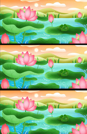 清新荷塘绿叶红花动态视频素材