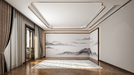 新中式卧室靠床背景墙 空间设计