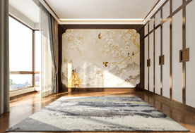 新中式卧室靠床背景墙 空间设计