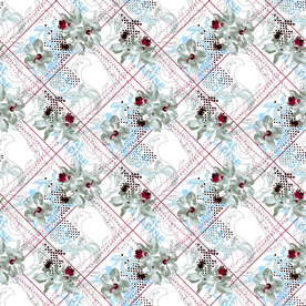 精细抽象格子花卉乱花