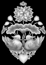 荷花鸳鸯灰度图