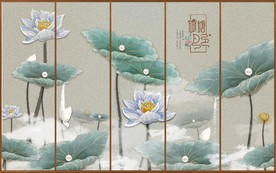 荷塘月色 金色  荷花 荷叶