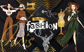 时尚美女服装店工装背景墙