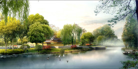 中式园林景观效果图