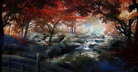 生态旅游区山间溪流 效果图