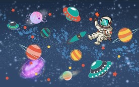 卡通 太空 宇航员 飞碟