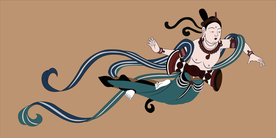 莫高窟161窟晚唐乐队腰鼓飞天