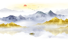 中式水墨山水画