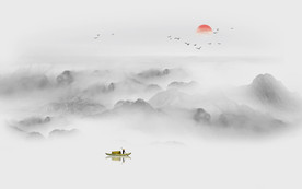 意境水墨山水画