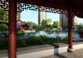 中式古建庭院 效果图