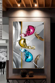 欧式现代红酒杯抽象玄关装饰画