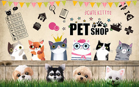 个性木板宠物店工装背景墙