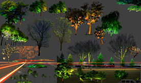 亮化夜景树齐全的分层素材图片