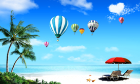 蓝天白云热气球