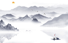 新中式新轻奢山水画 tif分层