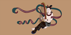 敦煌莫高窟壁画晚唐乐队箜篌飞天