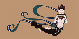 敦煌莫高窟壁画晚唐乐队排萧飞天