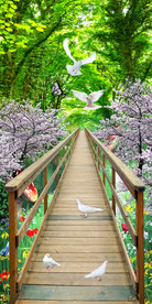 木桥树林风景3d背景墙