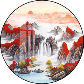 鸿运当头山水圆形装饰画图片
