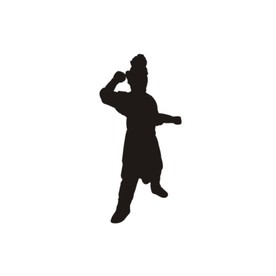 晋祠景点铁人剪影矢量图