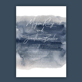 雾蓝色水彩婚礼海报水牌