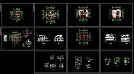 木屋型别墅建筑施工设计cad图