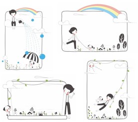 小清新插画文本框小清新背景