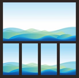 蓝色背景曲线装饰底边