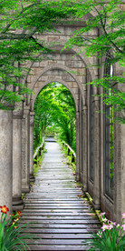 清新树林景观路客厅过道3D玄关