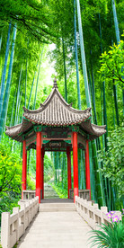 清新竹林木板路过道3D玄关