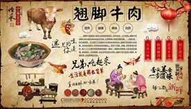 乐山翘脚牛肉背景墙