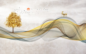 新中式抽象背景墙