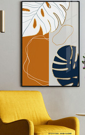 北欧简约轻奢树叶线条装饰画