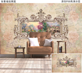 欧美复古怀旧背景墙