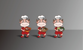 火锅  菜 上菜牛 端盘子牛