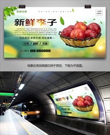 新鲜李子灯箱展板单页海报挂画