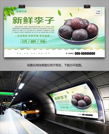 新鲜李子单页展架挂画灯箱展板