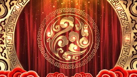 中国风金色祥云喜庆舞台背景视频